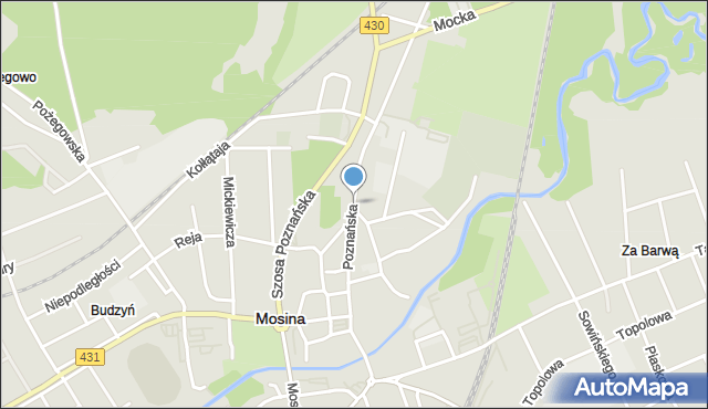 Mosina powiat poznański, Poznańska, mapa Mosina powiat poznański