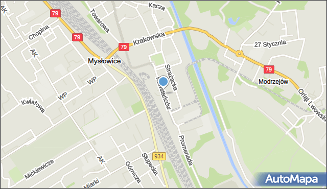 Mysłowice, Powstańców, mapa Mysłowice