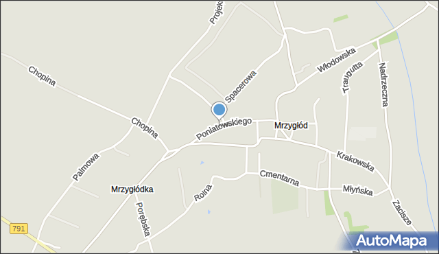 Myszków, Poniatowskiego, mapa Myszków