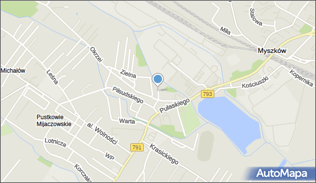 Myszków, Poprzeczna, mapa Myszków