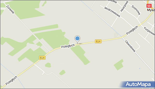 Myszyniec, Poległych, mapa Myszyniec