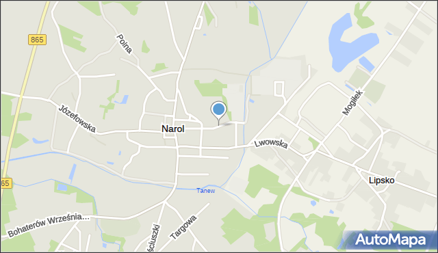 Narol, Podzamcze, mapa Narol