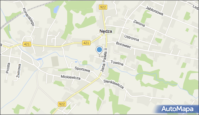 Nędza powiat raciborski, Pomiarowa, mapa Nędza powiat raciborski