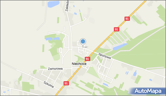 Niechcice, Poprzeczna, mapa Niechcice