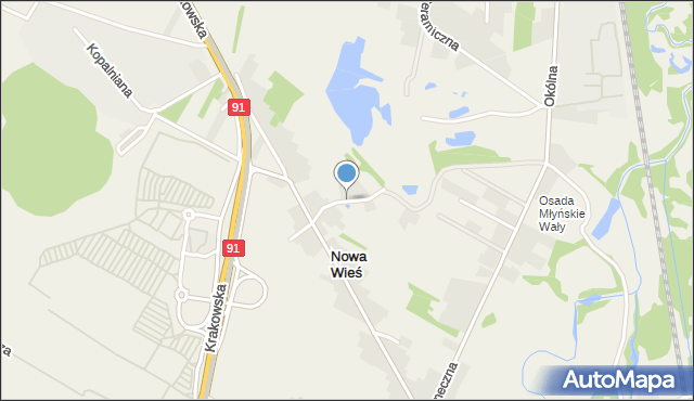 Nowa Wieś gmina Poczesna, Podgórna, mapa Nowa Wieś gmina Poczesna