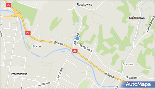 Nowy Sącz, Podgórska, mapa Nowego Sącza