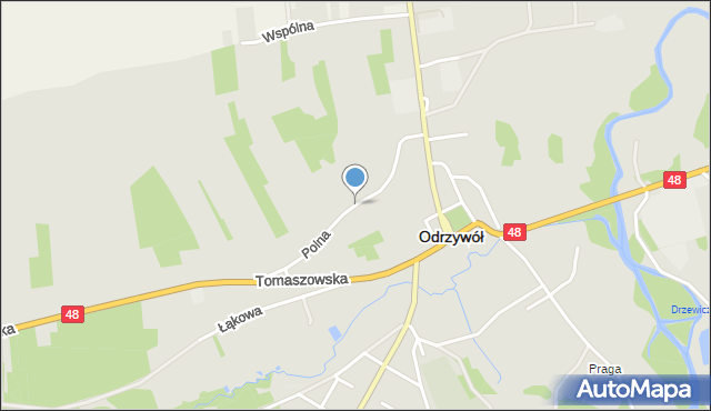 Odrzywół, Polna, mapa Odrzywół