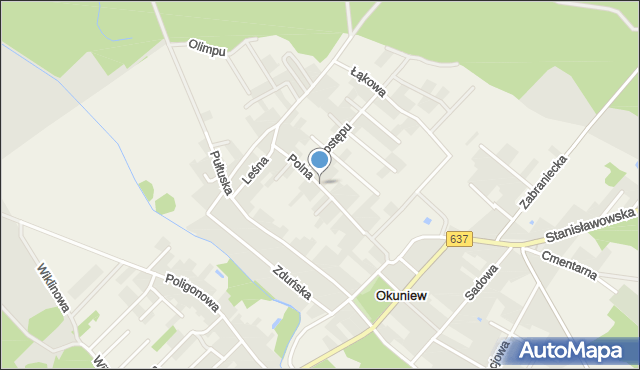 Okuniew, Polna, mapa Okuniew
