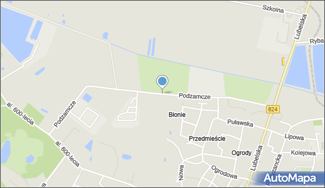 Opole Lubelskie, Podzamcze, mapa Opole Lubelskie