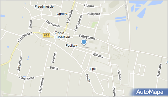 Opole Lubelskie, Popijarska, mapa Opole Lubelskie