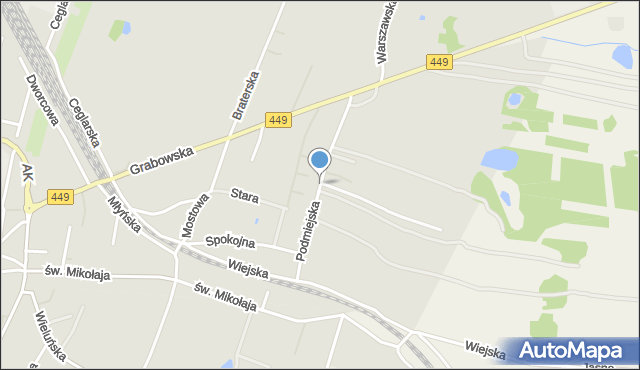 Ostrzeszów, Podmiejska, mapa Ostrzeszów