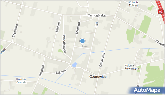 Ożarowice, Poprzeczna, mapa Ożarowice