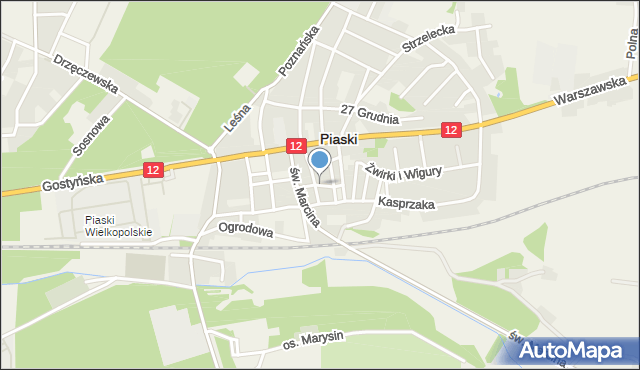 Piaski powiat gostyński, Podgórna, mapa Piaski powiat gostyński
