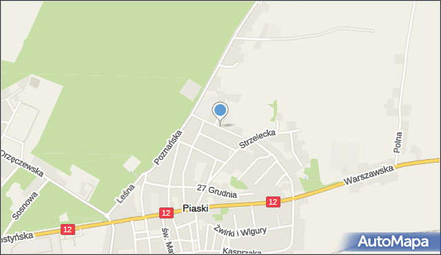 Piaski powiat gostyński, Powstańców Wielkopolskich, mapa Piaski powiat gostyński