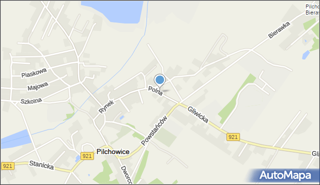 Pilchowice powiat gliwicki, Polna, mapa Pilchowice powiat gliwicki