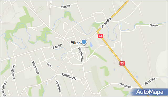 Pilzno, Podwale, mapa Pilzno