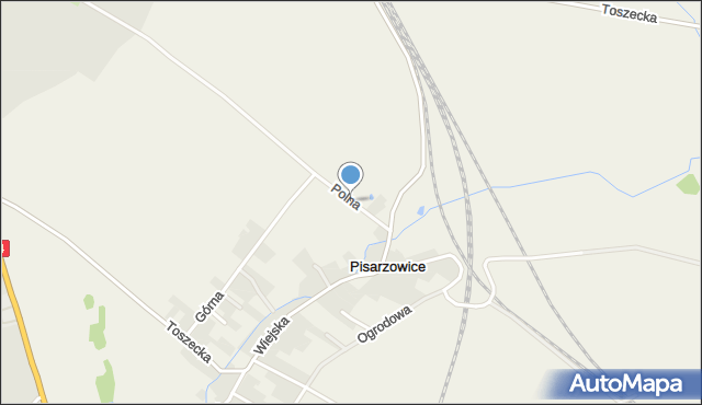 Pisarzowice gmina Toszek, Polna, mapa Pisarzowice gmina Toszek