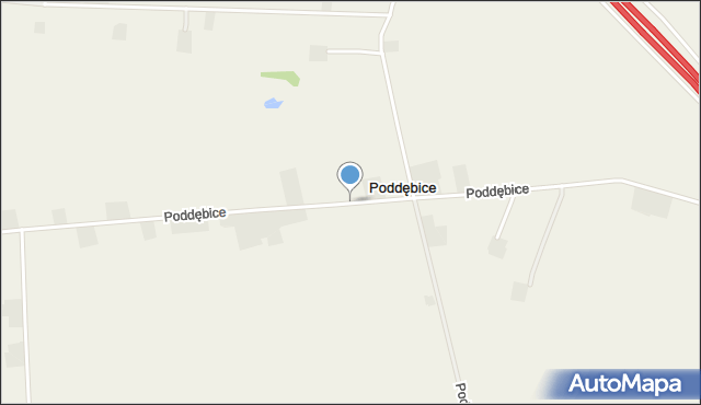 Poddębice gmina Włocławek, Poddębice, mapa Poddębice gmina Włocławek