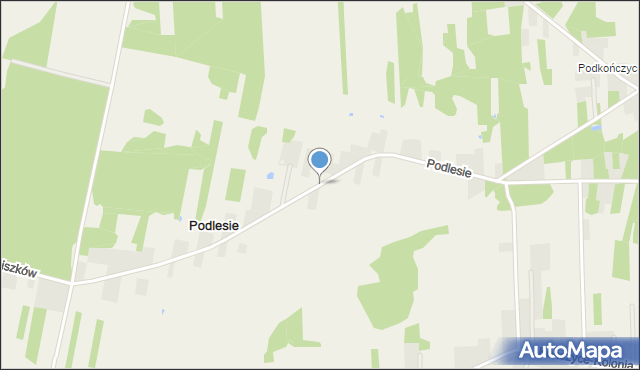 Podlesie gmina Wolanów, Podlesie, mapa Podlesie gmina Wolanów