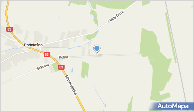 Podnieśno, Polna, mapa Podnieśno