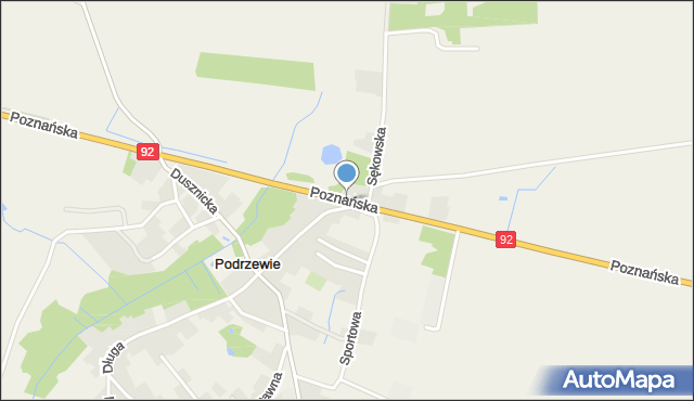 Podrzewie, Poznańska, mapa Podrzewie