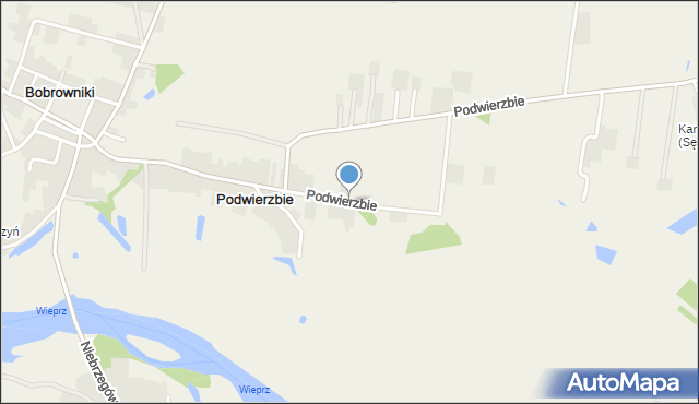 Podwierzbie gmina Ryki, Podwierzbie, mapa Podwierzbie gmina Ryki