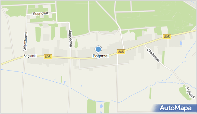Pogorzel gmina Osieck, Pogorzel, mapa Pogorzel gmina Osieck