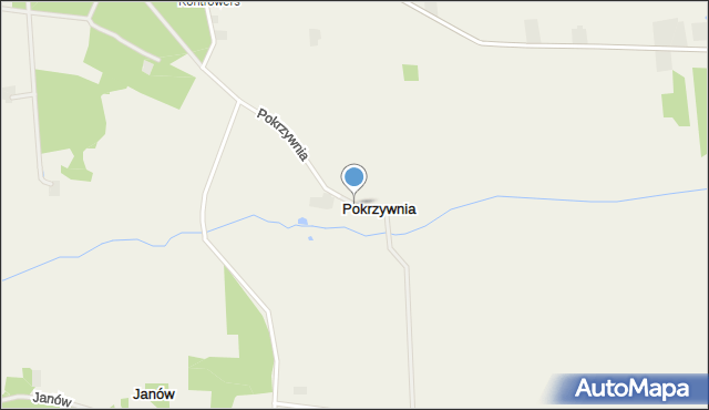 Pokrzywnia gmina Grabów, Pokrzywnia, mapa Pokrzywnia gmina Grabów