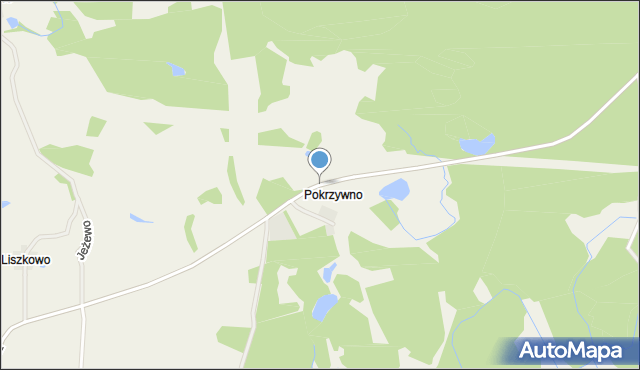 Pokrzywno gmina Polanów, Pokrzywno, mapa Pokrzywno gmina Polanów