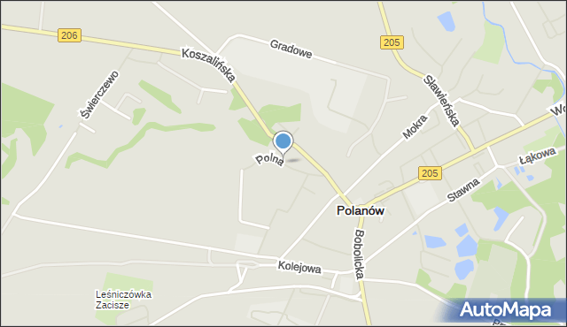 Polanów powiat koszaliński, Polna, mapa Polanów powiat koszaliński