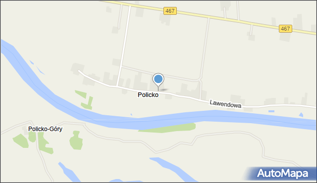 Policko gmina Lądek, Policko, mapa Policko gmina Lądek