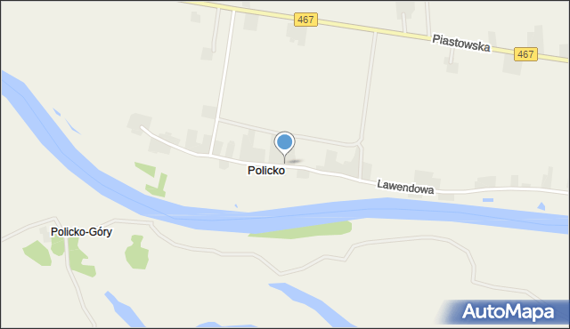 Policko gmina Lądek, Policko, mapa Policko gmina Lądek