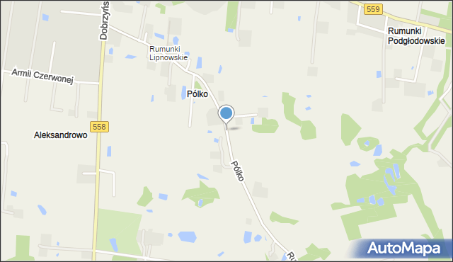 Pólko gmina Lipno, Pólko, mapa Pólko gmina Lipno