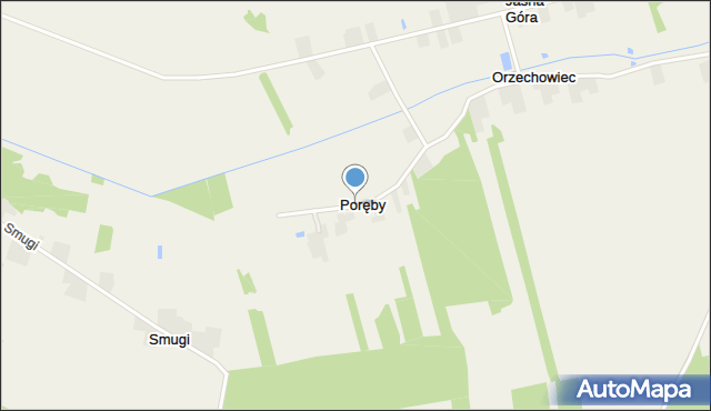 Poręby gmina Mokrsko, Poręby, mapa Poręby gmina Mokrsko