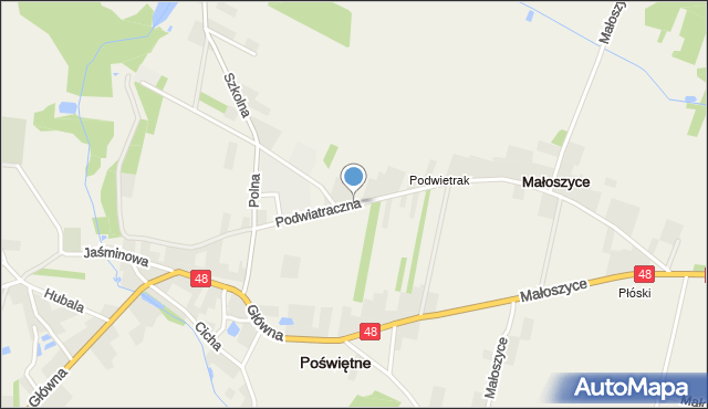 Poświętne powiat opoczyński, Podwiatraczna, mapa Poświętne powiat opoczyński