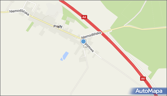 Prądy gmina Dąbrowa, Polna, mapa Prądy gmina Dąbrowa