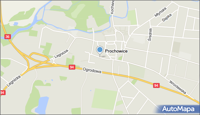 Prochowice, Pocztowa, mapa Prochowice