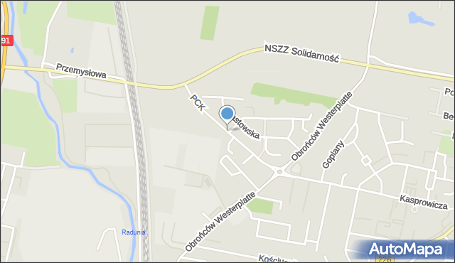 Pruszcz Gdański, Polskiego Czerwonego Krzyża, mapa Pruszcz Gdański