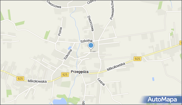 Przegędza, Poprzeczna, mapa Przegędza