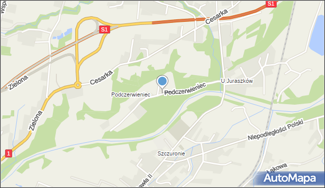 Przybędza, Podczerwieniec, mapa Przybędza