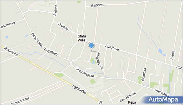 Pszczyna, Porzeczkowa, mapa Pszczyny