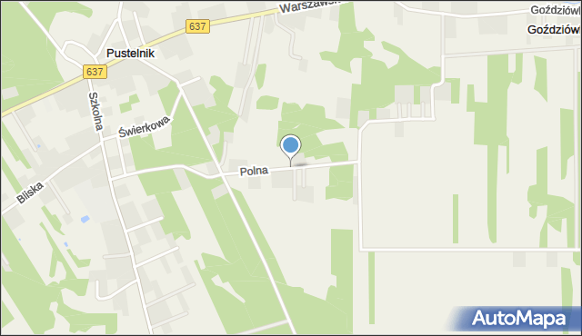 Pustelnik gmina Stanisławów, Polna, mapa Pustelnik gmina Stanisławów