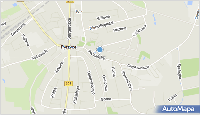 Pyrzyce, Poznańska, mapa Pyrzyce