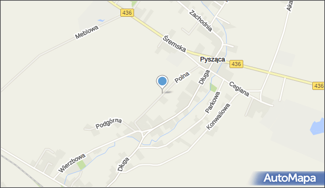 Pysząca gmina Śrem, Polna, mapa Pysząca gmina Śrem