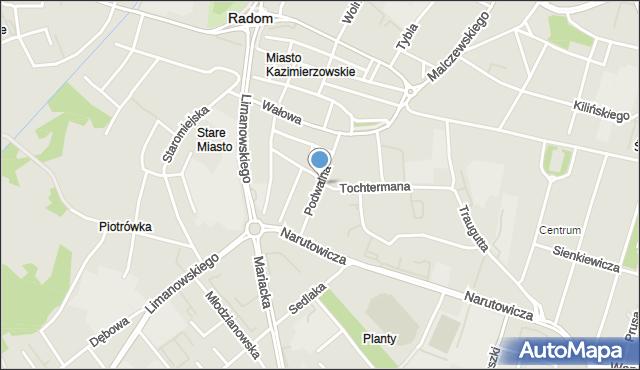 Radom, Podwalna, mapa Radomia