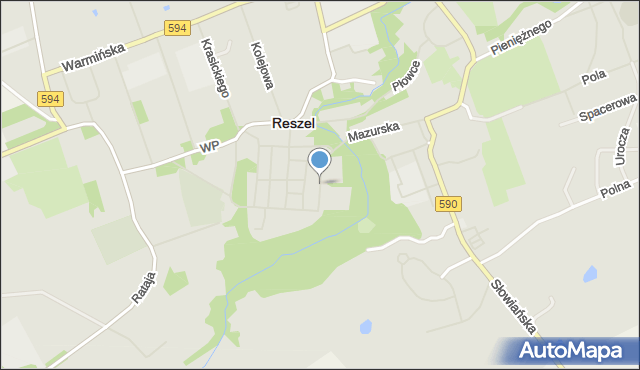Reszel, Podzamcze, mapa Reszel