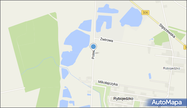 Rybojedzko gmina Stęszew, Polna, mapa Rybojedzko gmina Stęszew
