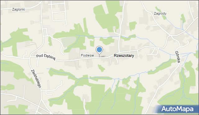 Rzeszotary gmina Świątniki Górne, Pod Dębiną, mapa Rzeszotary gmina Świątniki Górne