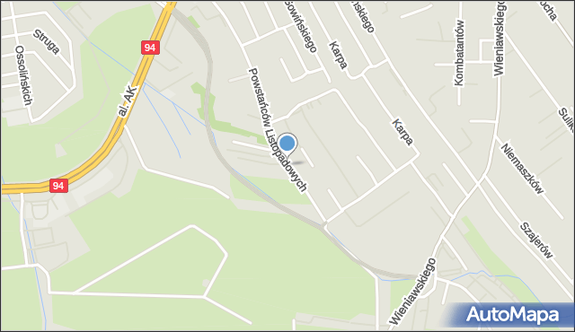 Rzeszów, Powstańców Listopadowych, mapa Rzeszów