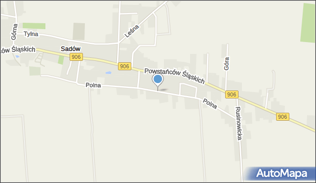 Sadów, Polna, mapa Sadów